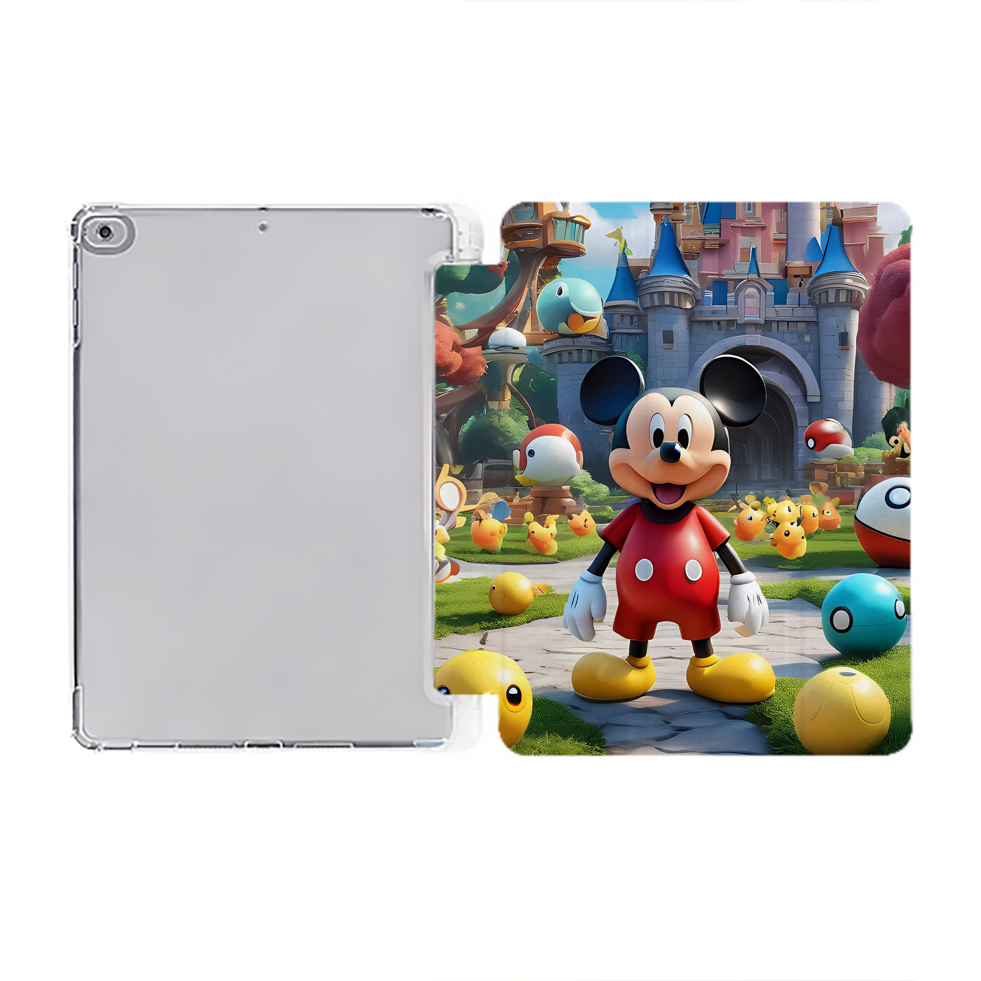 （画像用） ミッキーマウス Mickey Mouse IPad ケース ペン収納付き 三つ折りスタンド PUレザー×シリコン 対応機種9.5/10.5/10.9インチ